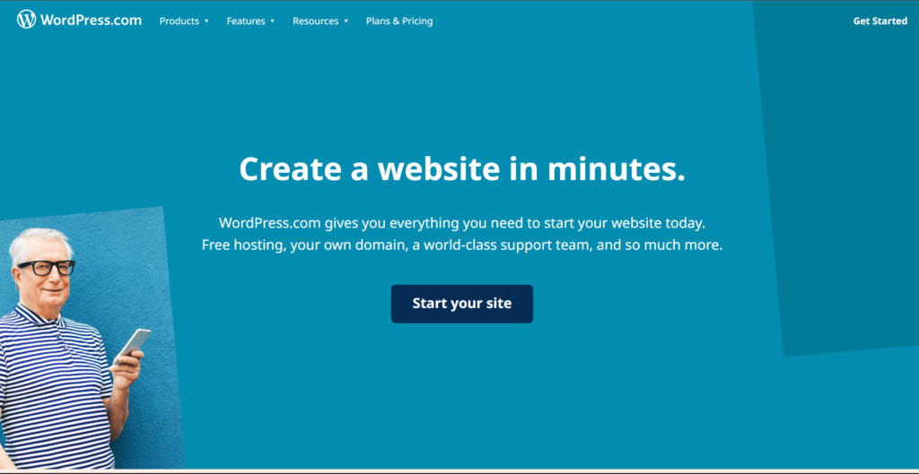 Choose and start the website on the WordPress core main page